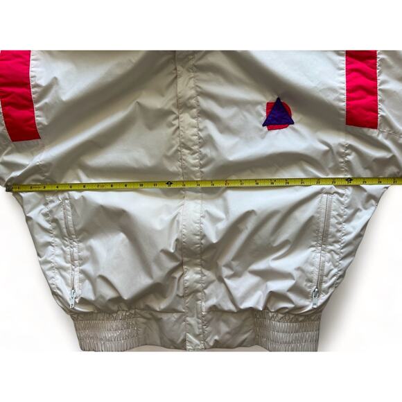 Vintage 80s Alpine Design Lined Windbreaker Nylon Zip Jacket Pink White Purple M - Picture 11 of 14